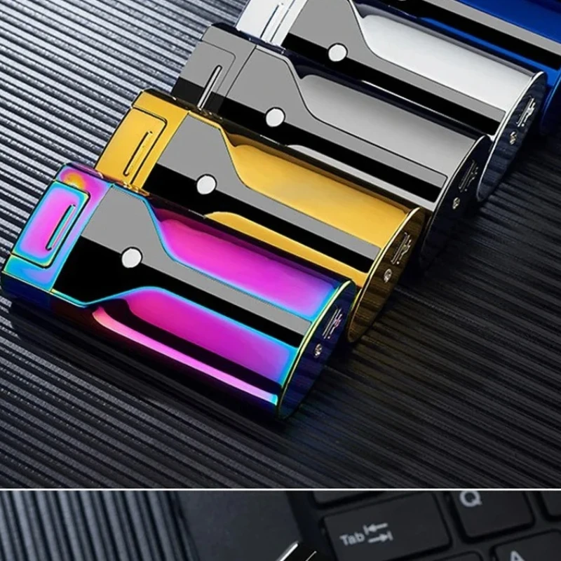 Newly Upgraded USB Rechargeable Metal Windproof Pulse Dual Arc Power Display Flameless Lighter Cigarette Accessories Men's Gift