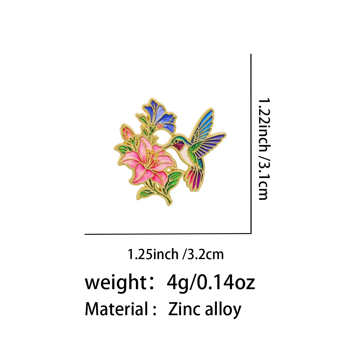 4pcs Hummingbird Fowers Brooch for Clothes Soft Enamel Pin Women Men Lapel Pins for Backpack Briefcase Badges Accessories