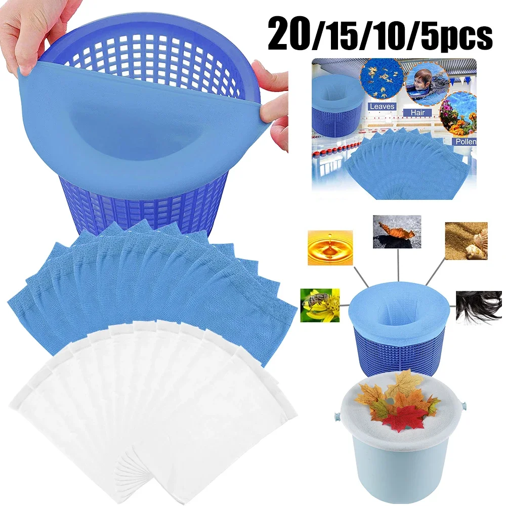 

5/10/20pcs Swimming Pool Filter Socks Filter Leaf Debris Filter Nylon Mesh For Household Water Tank Swimming Pool Cleaning Tool