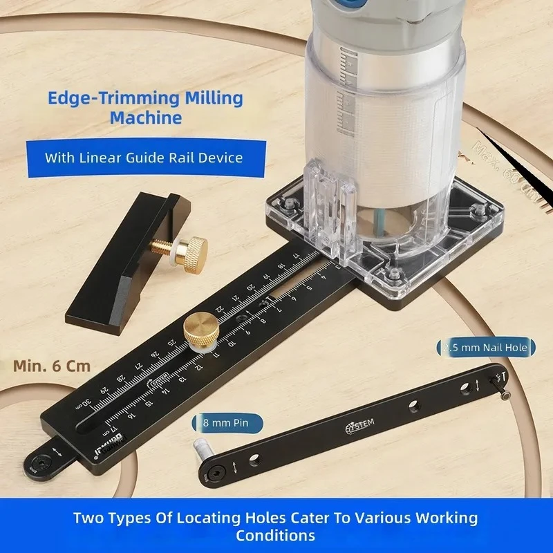 CNC Aluminum Alloy Round Trimmer Milling Cutter Backing Base Guitar Speaker Hole Opener Woodworking Tools New