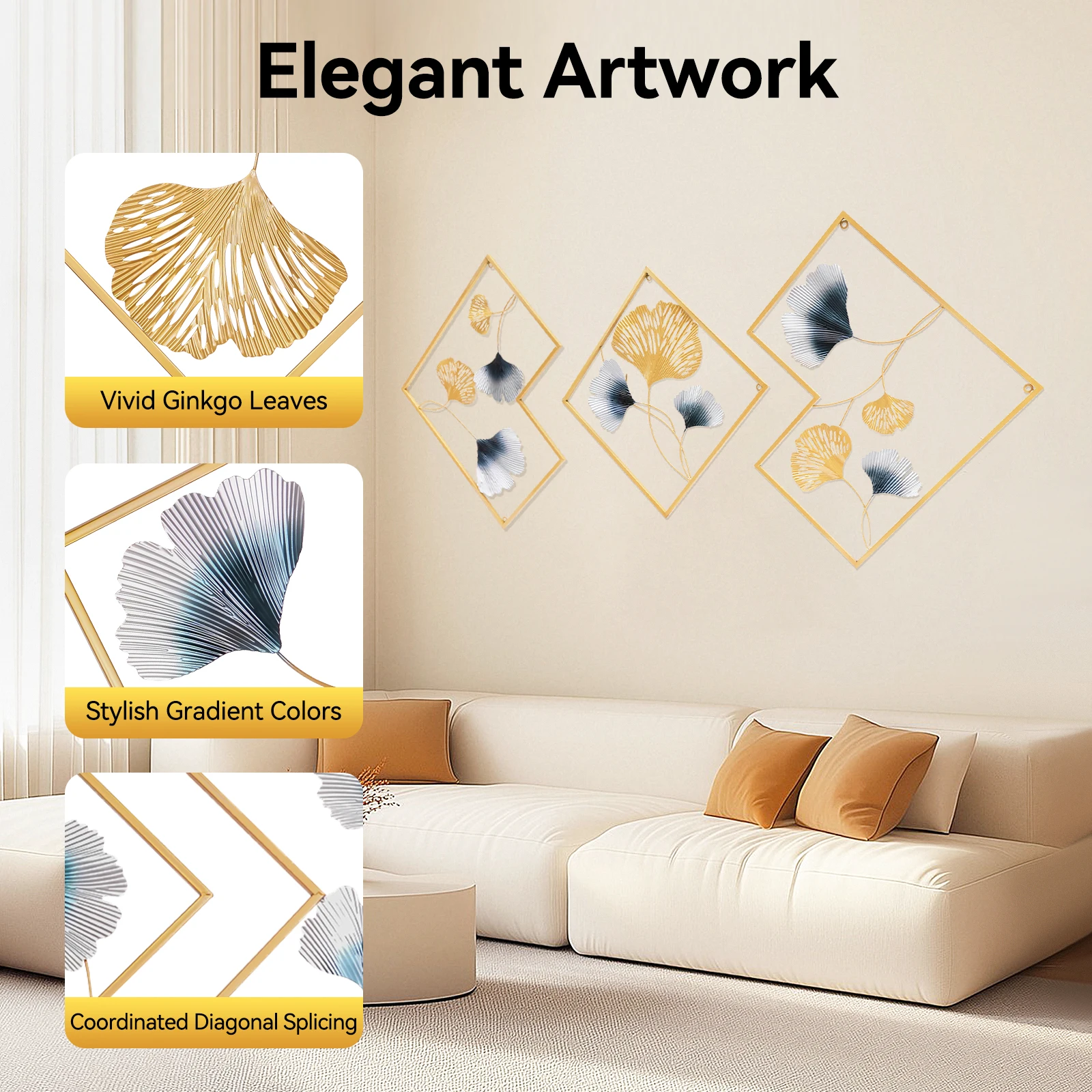 

Wall Decorations, Ginkgo Wall Decorations, 3PCS Wall Decorations