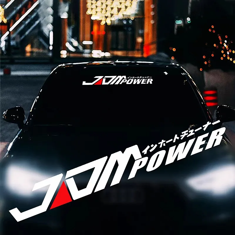 ملصقات JDM POWER للزجاج الأمامي للسيارة، ملصق عاكس من الفينيل مقاوم للماء وغير يتلاشى، شارات تزيين السباق كبيرة الحجم