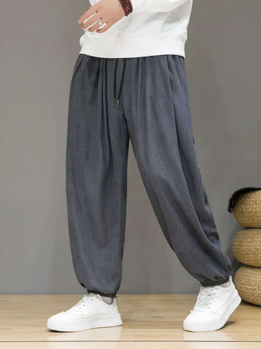 

Мужские повседневные вельветовые брюки-фонарики, осенний сезон, свободные брюки, традиционные японские свободные брюки с манжетами, Baggier