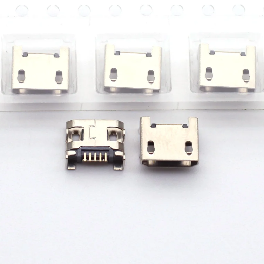 100pcs Micro USB connector 5pin seat Jack Micro usb DIP4 Legs Four legs Inserting plate seat mini usb connector For Mobile phone