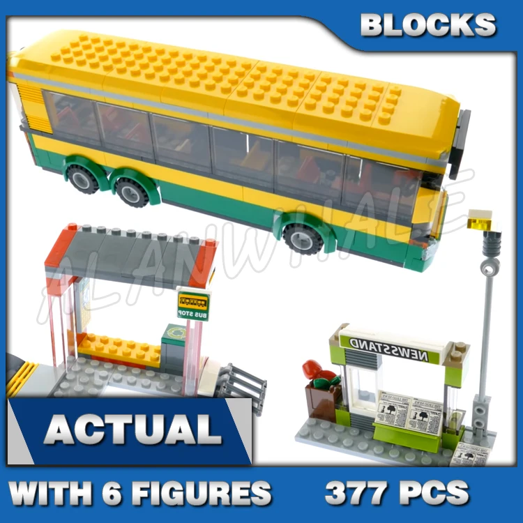 

377pcs City Bus Station Waiting Area Newsstand Streetlight Bike Stand 02078 Building Block Toys Compatible With Model