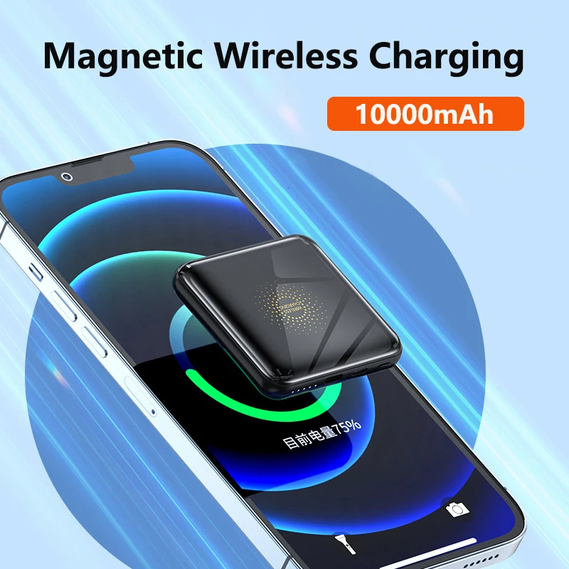 

10000mAh Magnetic Qi Wireless Charger Power Bank for iPhone 14 13 12 Pro Max Mini Portable External Battery Charger Powerbank