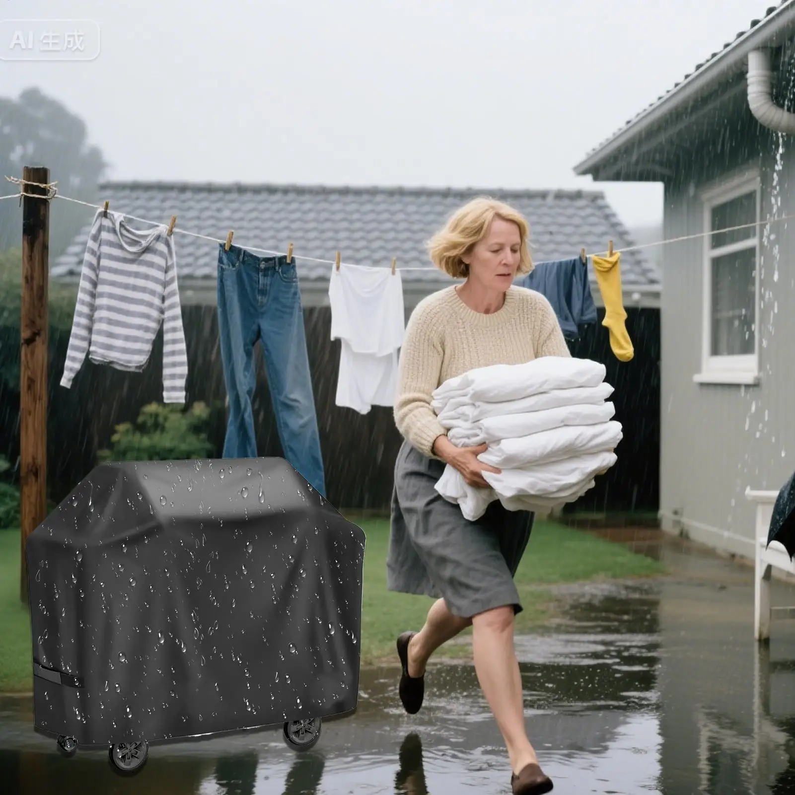 

Крышка для гриля из ткани Оксфорд, водонепроницаемый чехол для барбекю, защита для улицы с шнурком, устойчивый к разрыву аксессуар для гриля для вечеринки