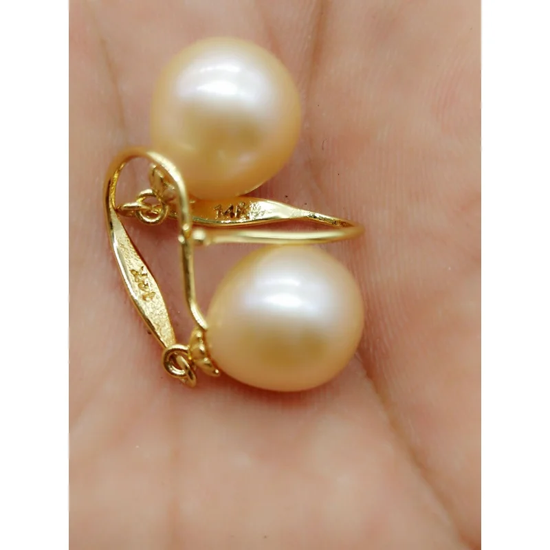 

GENUINE 10-12MM AAA Faint pink SOUTH SEA PEARLS EARRING 14k/20 gold