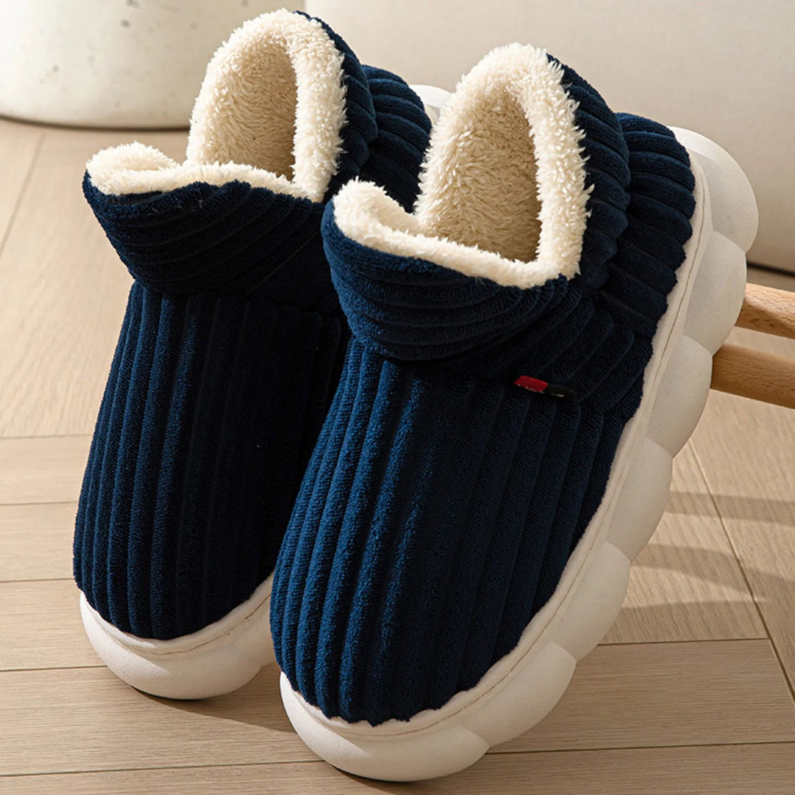 Autumn And Winter New Women Slippers Fashion Couple Style Solid Color Thick Sole Thickened Warm Comfortable Shoes