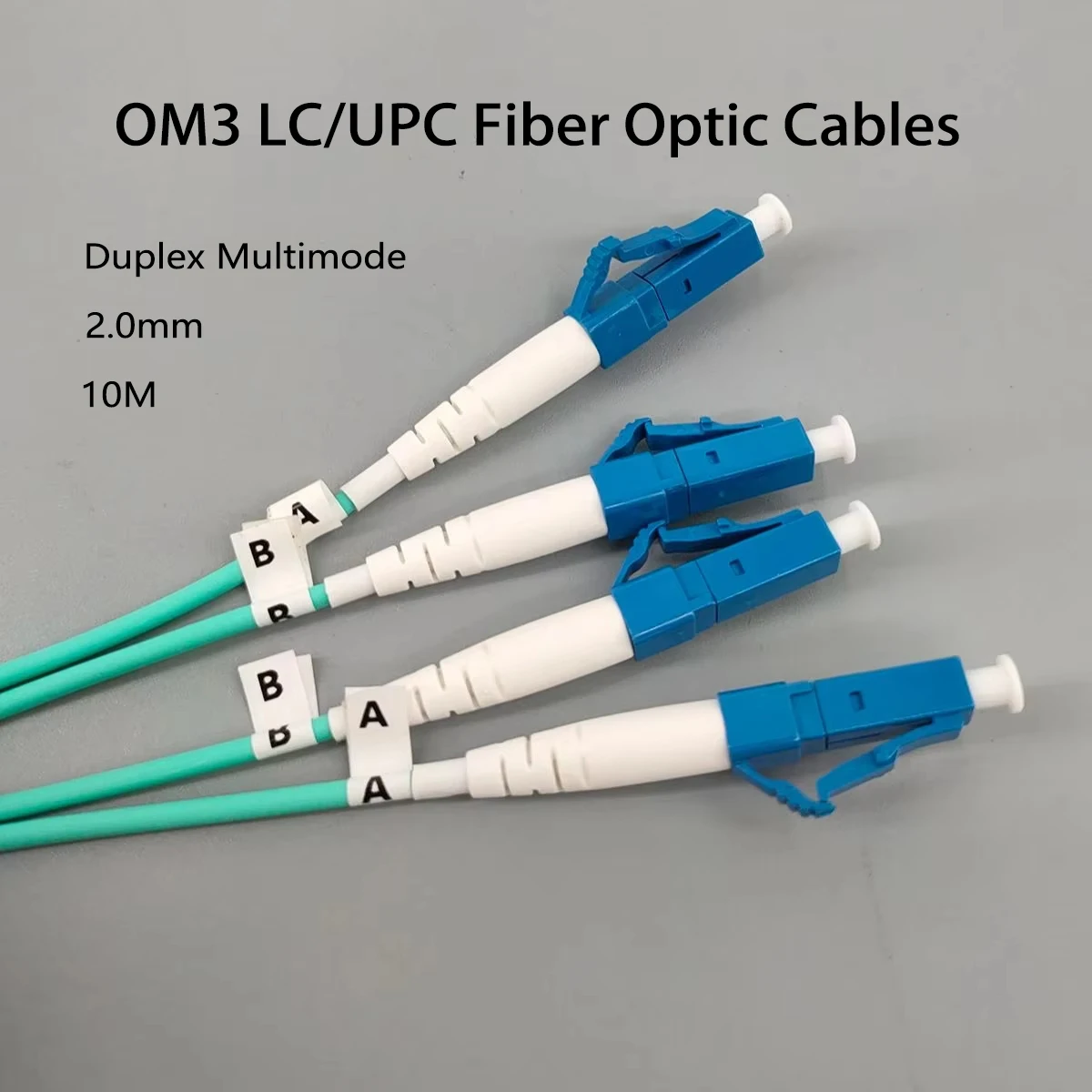 

OM3 10G Многомодовый дуплексный оптоволоконный патч-кабель LC/UPC к LC/UPC 10 м 2,0 мм с низкими потерями, высокоскоростная куртка LSZH по индивидуальному заказу