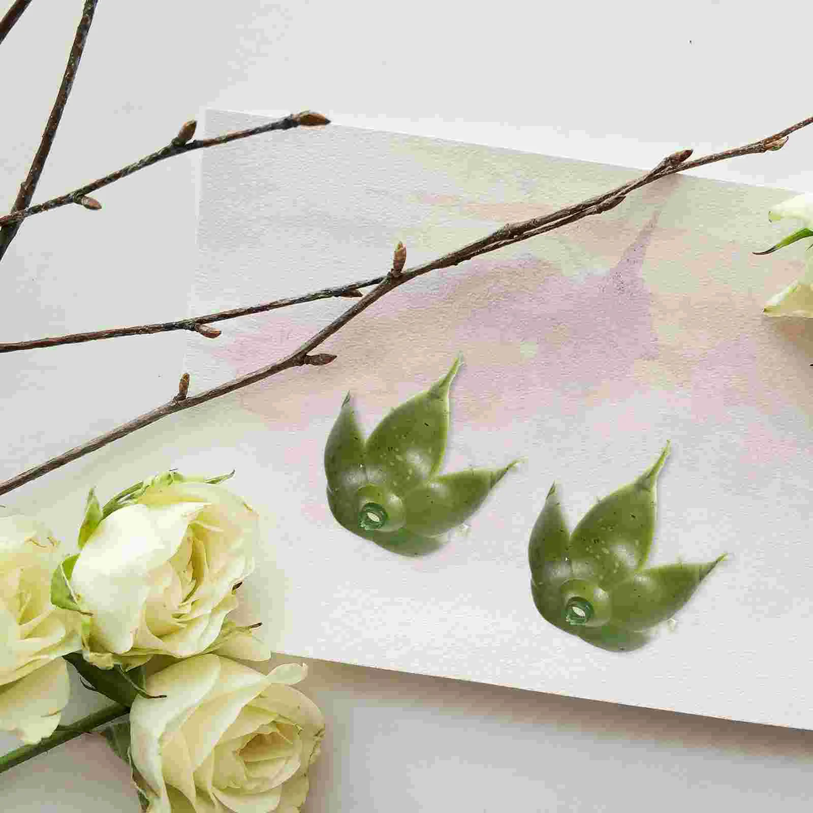 50 Pcs Simulated Flower Receptacle Calyx Fake Green Sepals DIY Arrangement Artificial Flowers Manual Rose Plastic