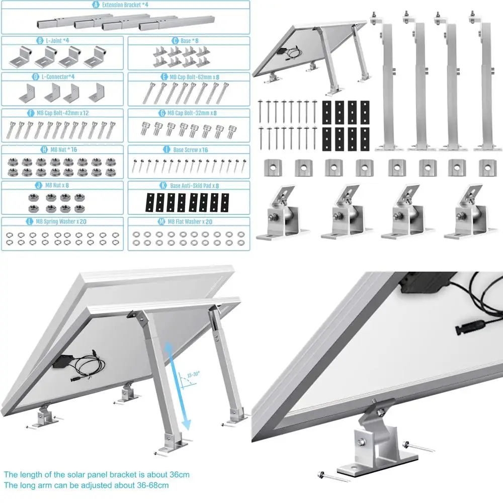 

Universal Panel Mount Brackets - Aluminum Supports for 100-300 Watt Solar Panels, Compatible with RVs, Trailers, Boats, Yachts,