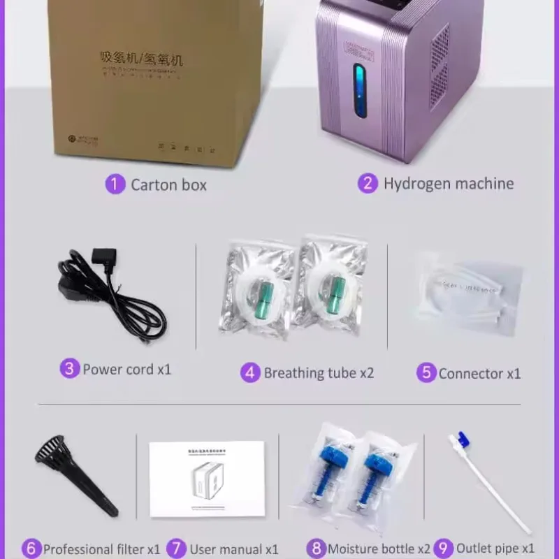 Hydrogen Machine 1800ml/min 99.99% High Purity Inhalation Machine Nasal Hydrogen Therapy HydrogenWater Generator PEM Technology