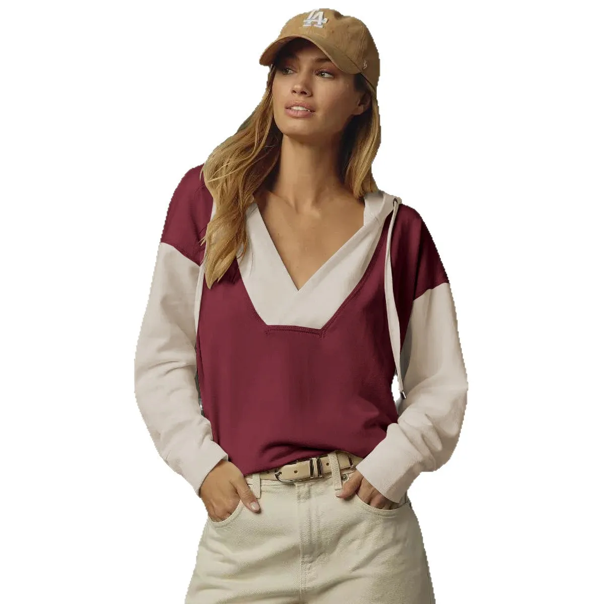 Herfst Winter V-Ne Hoodie Kleur Blo Dames Los Casual Lang Sve Trendy Top Katoen Wolmix Stof Normaal Dun