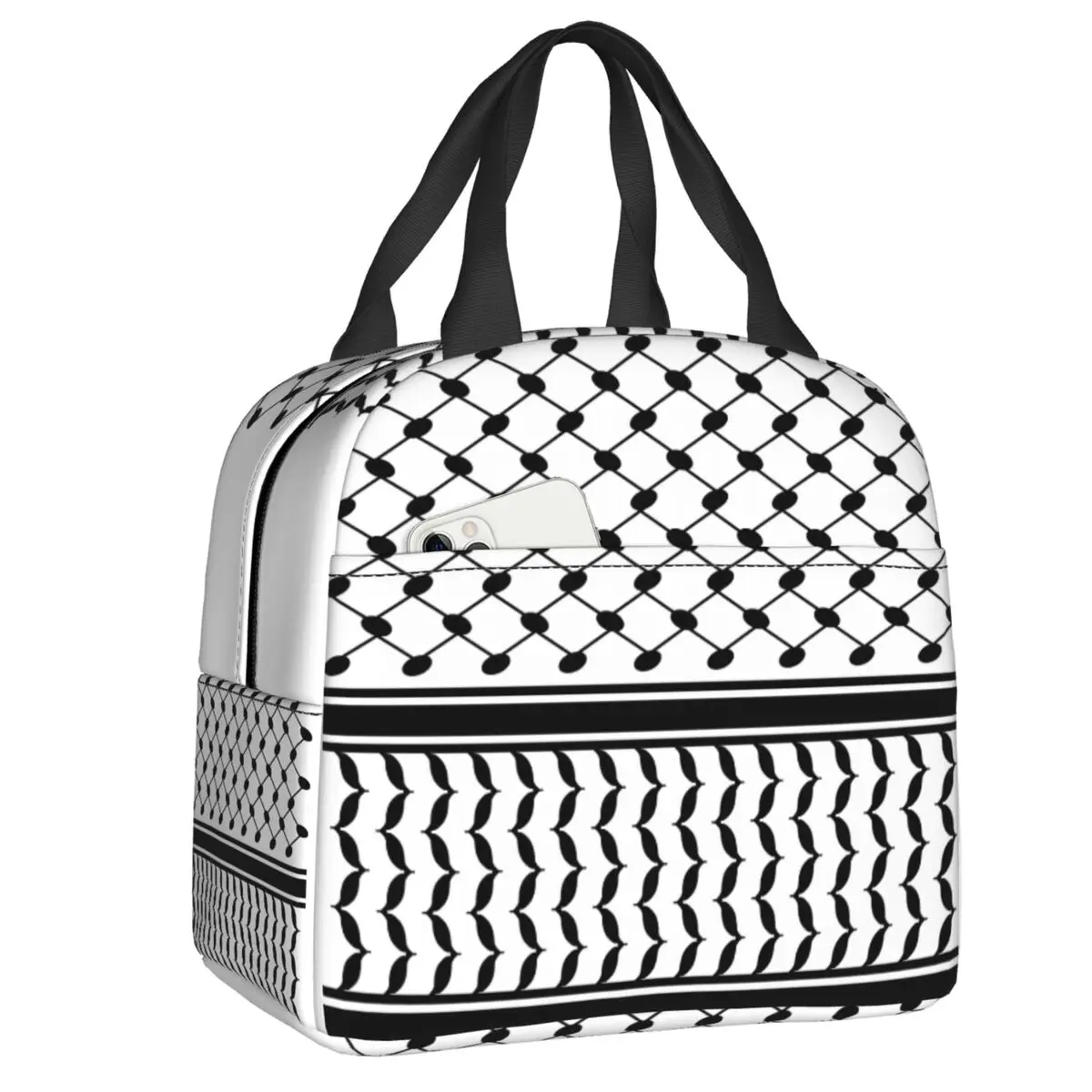 Sac à lunch personnalisé avec motif traditionnel arabe Keffiyeh, glacière thermique, portable, broderie d'art, travail de bureau