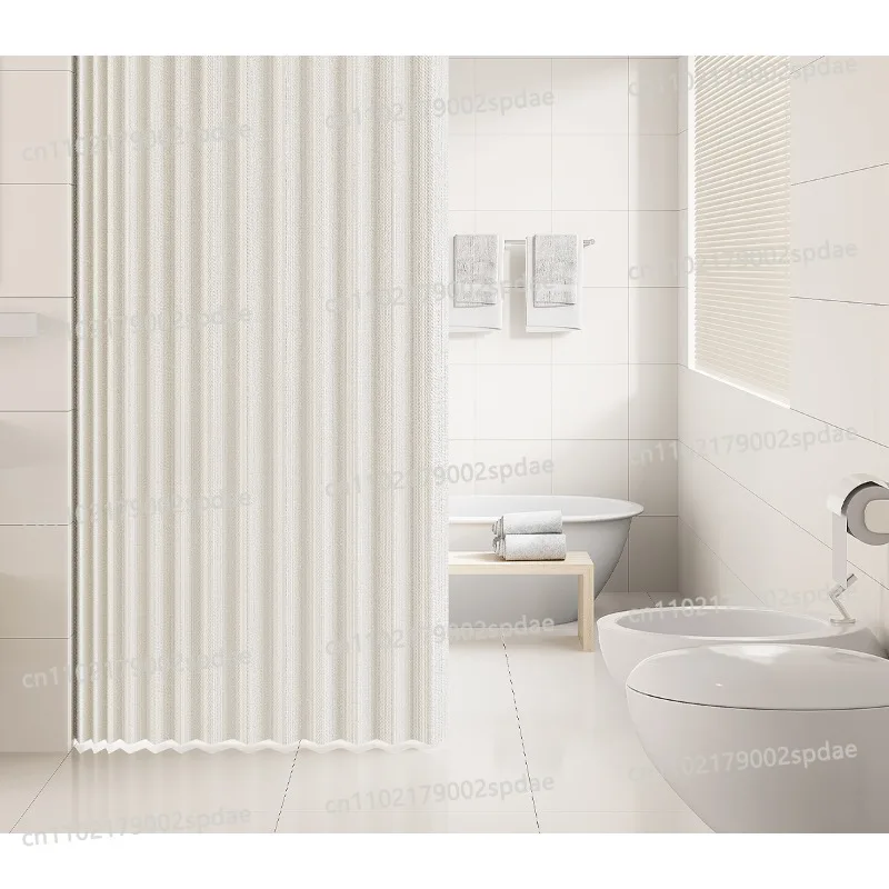 Thick Waterproof Mildew Resistant Shower Curtain Set Drill Free Bathroom Partition Hanging Curtain