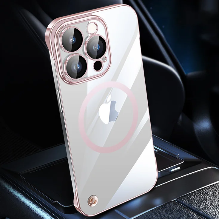 Luxuriöse, rahmenlose, magnetische Hülle mit Plating-Optik für Magsafe, dünne Schutzhülle für iPhone 16, 17, 13, 18 Pro Plus Max, kabelloses Laden, transparente, schlanke PC-Hülle – Detail 26