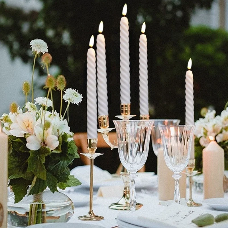 12-200PCS Flameless LED Candles Battery Powered 3D Flickering Taper Candlesticks Wedding Decor Candle with Remote Control Timer