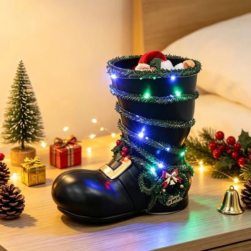 New creative Christmas decorations, black Christmas doll lights, Santa Claus decorations, factory wholesale, durable PET
