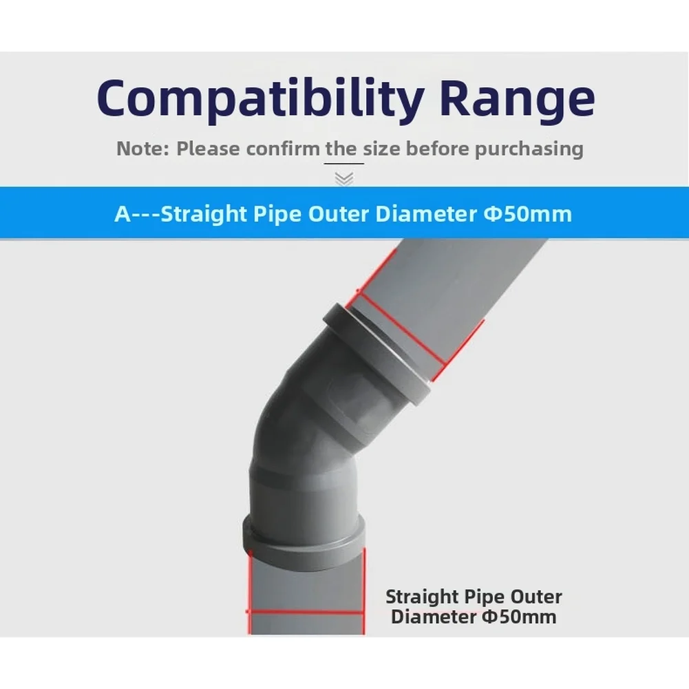 Plastic 50mm 135 Degree Pipe Adapter for Drainage System Integration Quick Connect Fitting Compatible with Existing Pipes