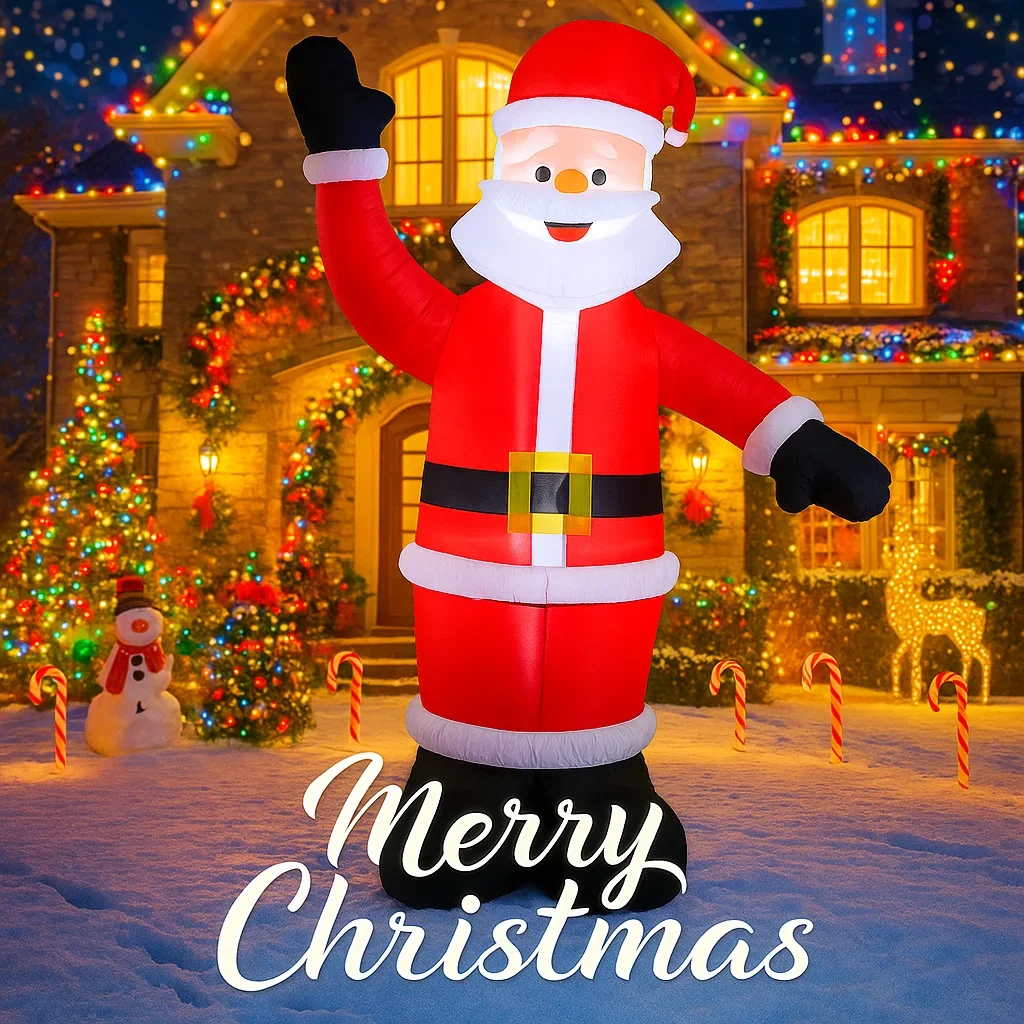 Giocattolo gonfiabile da 5,91 piedi Babbo Natale con luci a LED Decorazioni natalizie per forniture natalizie da cortile Decorazioni per la casa Ornamenti Regali