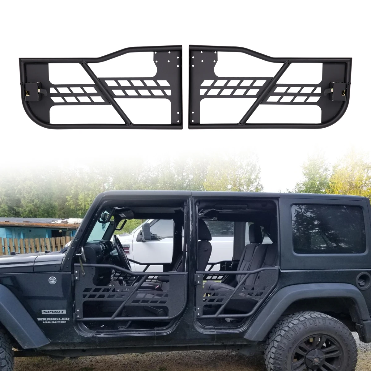 

Heavy-Duty Front Door For 2007-2018 Jeep Wrangler JK 2&4-Door Tubular Half Door Off-Road Steel
