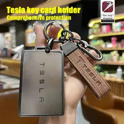 for Tesla car keychain protective cover Model Y card cover Model 3 X S metal keychain remote control protective cover