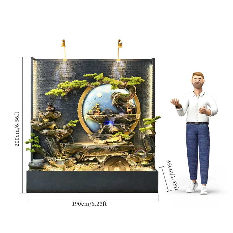 custom.Elegant resin fountain with LED lights indoor and outdoor decoration, quiet pump, stylish design，Suitable home ga
