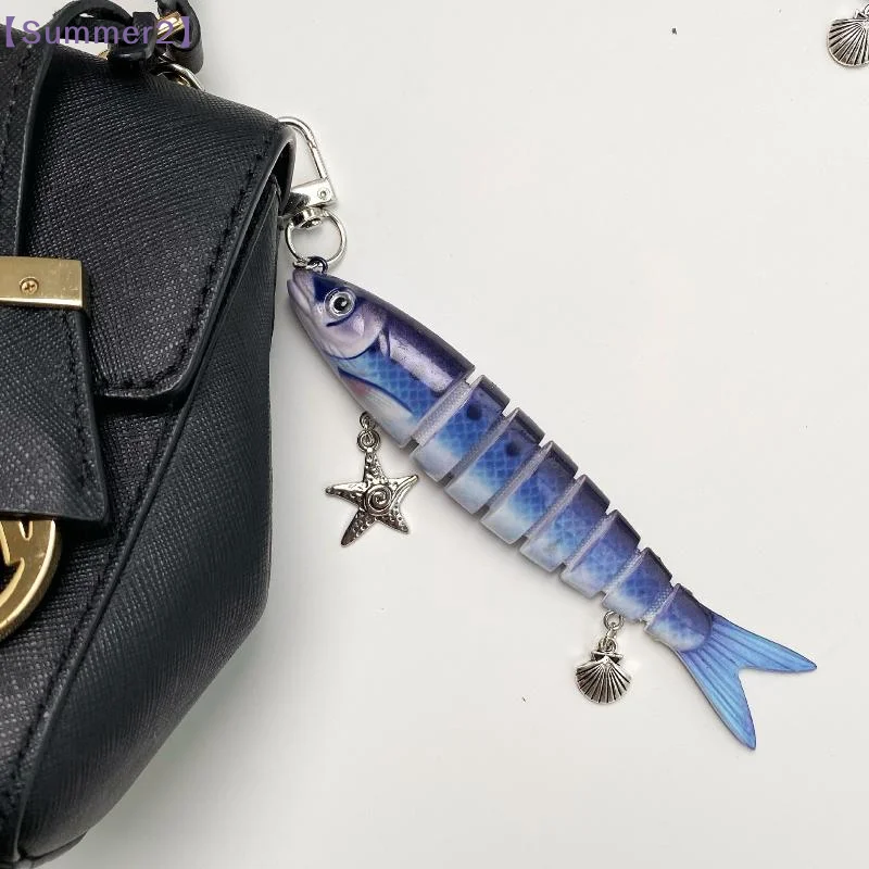 【Xia2】Creative Fish Lure Keychains Funny Fish Bait Bag Charms Mobile Phone Lanyard Bag Pendant Men Women Jewelry Accessories{S}