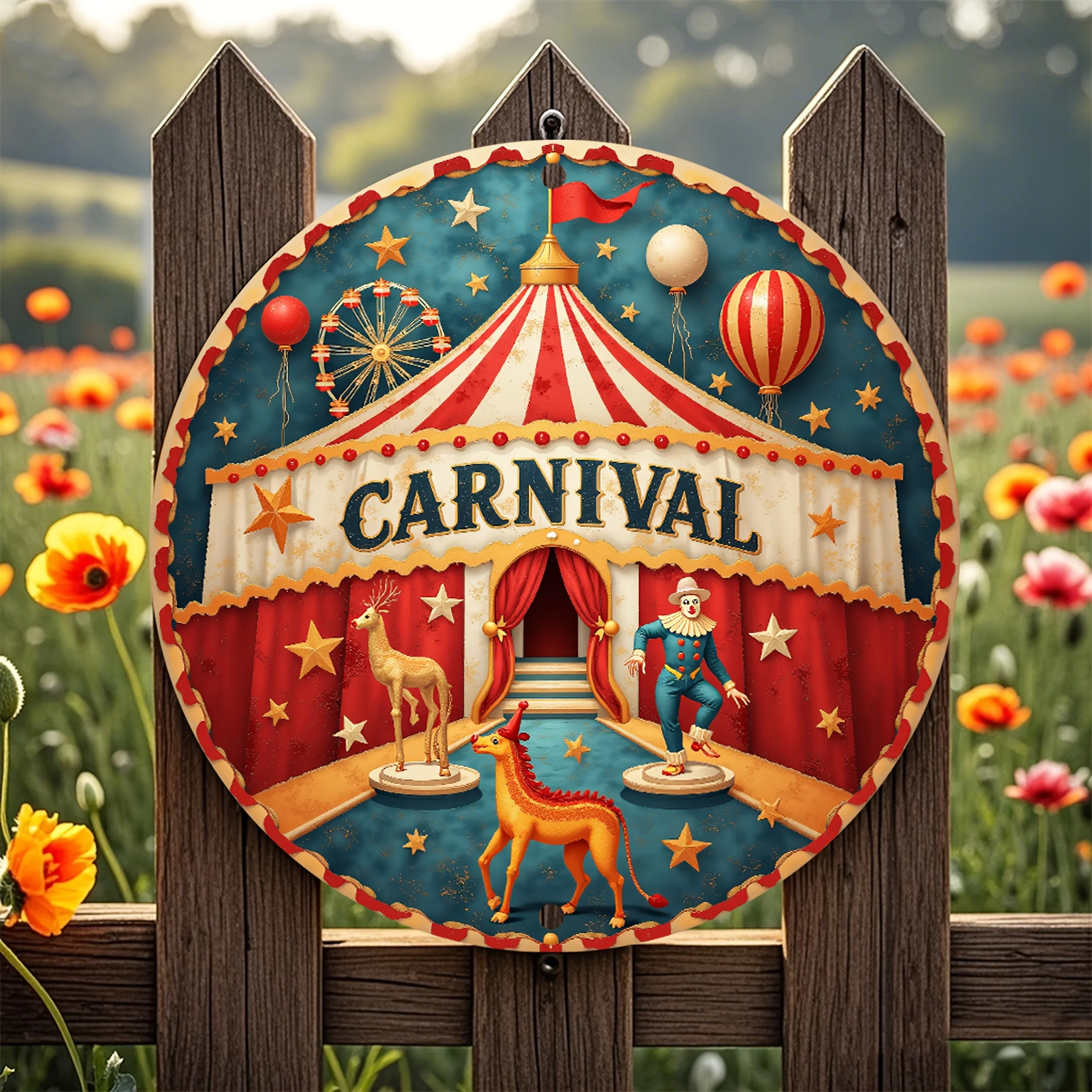 

Extravaganza Wall Art Plaque -Vintage Circus Design, No Electricity Needed for Indoor/Outdoor Use in Kitchen