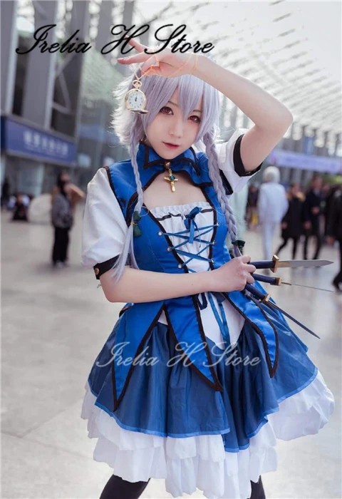 Irelia H Store Touhou Project Izayoi Sakuya Cosplay Costume Izayoi Sakuya Maid dress Halloween Costumes