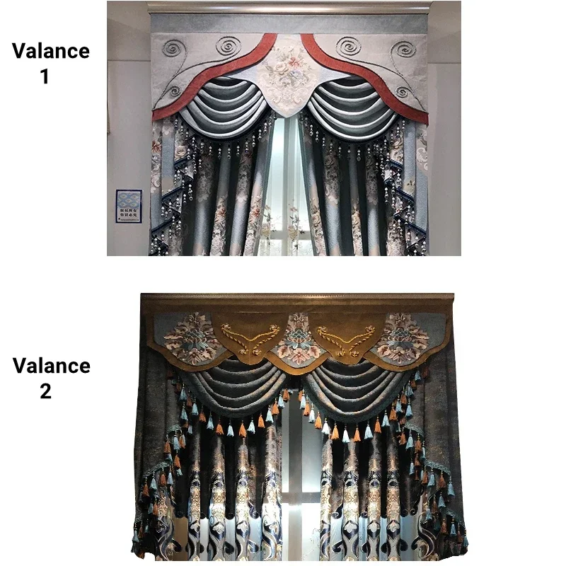 Luxury Curtains Valance Drapes for Living Room Hall Bedroom Doorway Windows Decor Swag Waterfall with Tassel Beads Fringe Trim