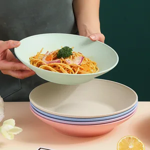 Tazón de sopa de paja de trigo plástico para madresetina de plástico para ensalada de fruta de cereal platos de pasta de cereal de cereal de cereales. 12 Best Microondave Bowl de ventas - №12