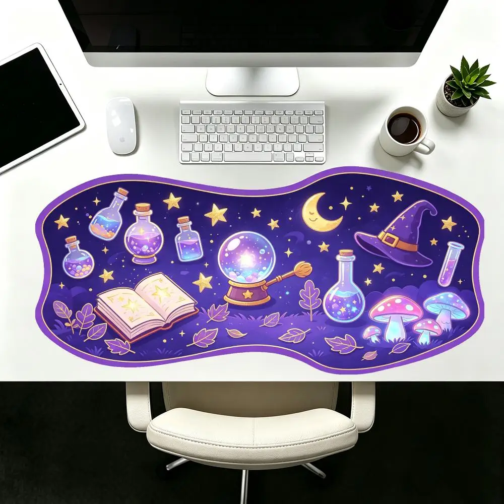 Creative Purple Magic Potion Witch Mouse Pad Precision Tracking Thick Rubber For Gothic Desk Irregular Shape