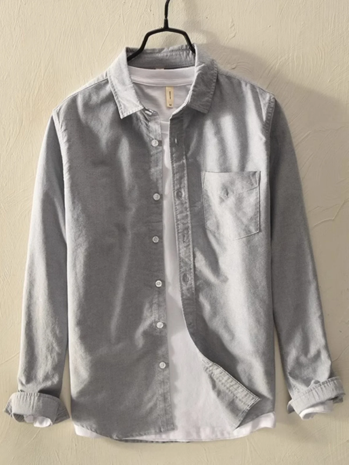 Loose Fit Men's Long Sleeve Pure Cotton Casual Shirt Spring Autumn Trendy Versatile Japanese Style Loose Color Block Jacket