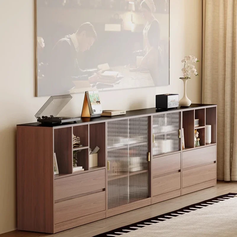 Solid wood bookcase Free combination cabinet Walnut side cabinet Display Living room sofa back Storage locker