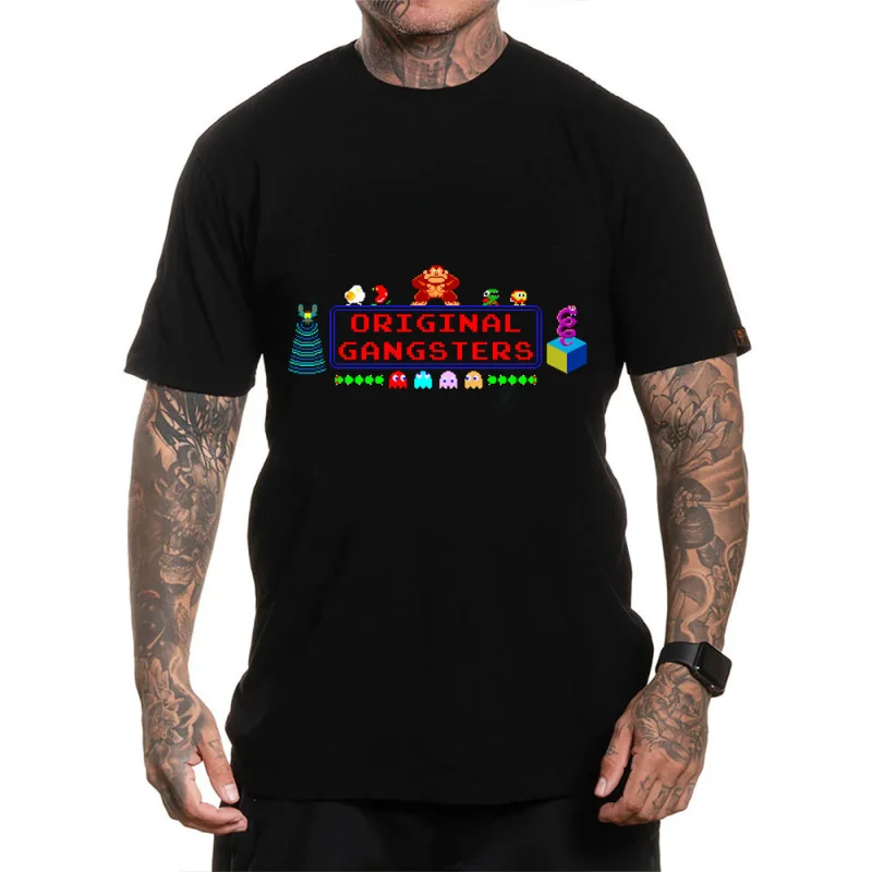 Retro Video Arcade Gangsters Game Fan Vintage Worn Look Gift T shirt Vintage videogames Graphic clothes All size Tops S-6XL