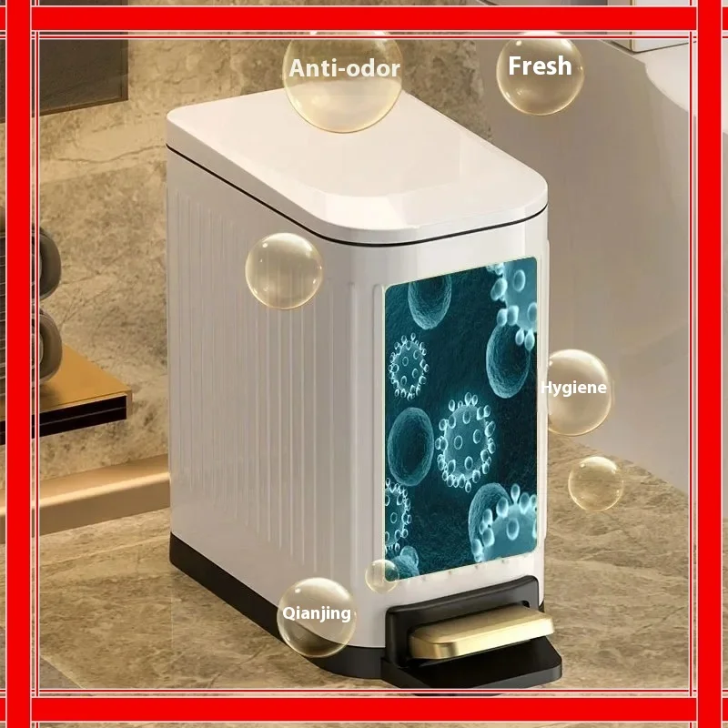 

Simple and Stylish Steel Trash Can with Slow Smooth Lid Classic Bathroom Kitchen Luxury Toilet Matte Black Trash Bin