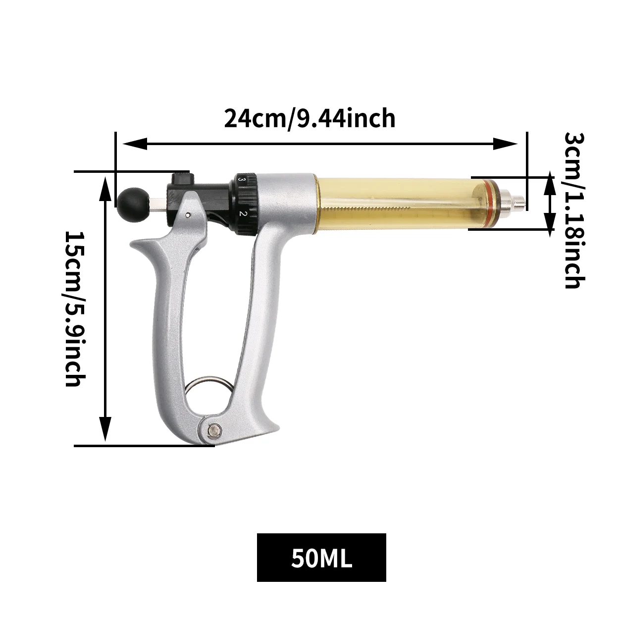 1Pc 25/50ml Continuous Syringe Livestock Semiautomatic Veterinary Equipment Pig Cattle Sheep Adjustable scale Vaccine Syringe