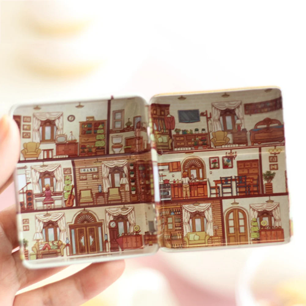 6Pcs Mini House Shaped Tin Boxes Metal Storage Boxes with Hinged Lid Vintage European Style Multi Purpose Candy Organizer - view 6