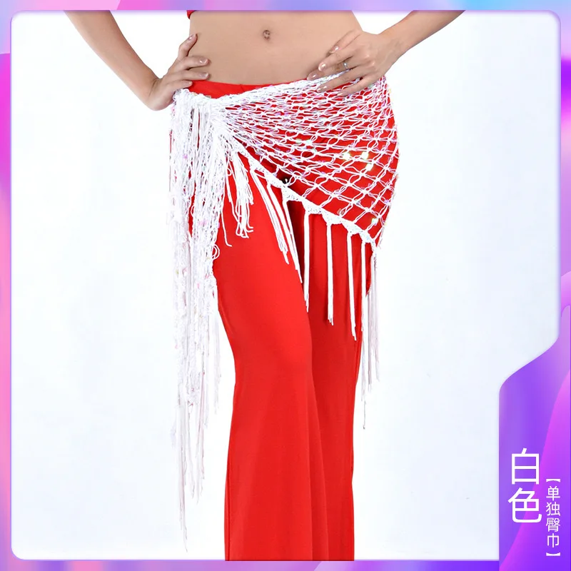 Scarf Dancewear solid sequin hip scarf woman belly dancing Triangular Shawl Wrap Hip