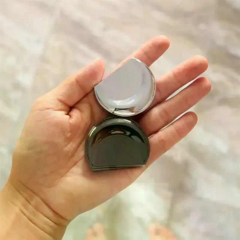 1/2Pcs Moon Shaped Zinc Alloy Balm Container Polished Surface Slide Lid Portable For Daily Travel Use
