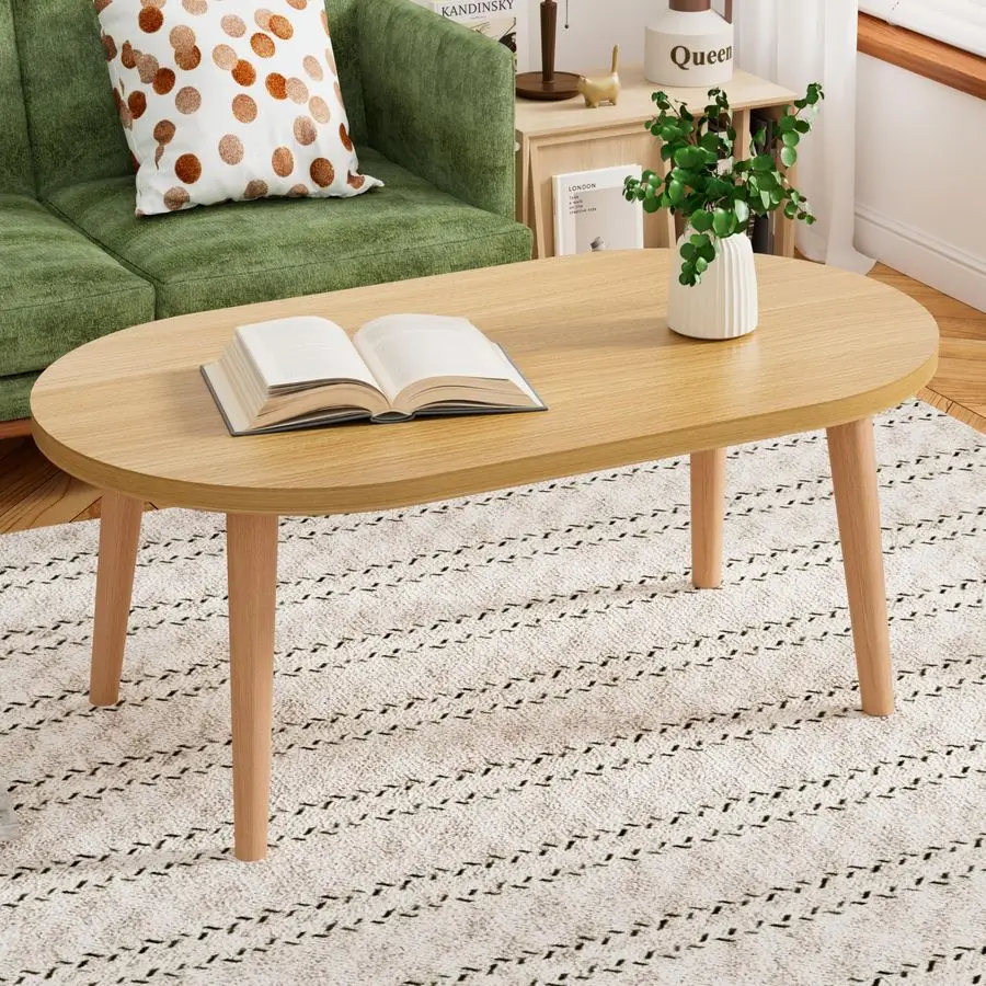 

Small Coffee Table for Small Space, Low Table with Solid Wood Legs, Floor Table Desk for Sitting on The Floor, Japanese Coffee