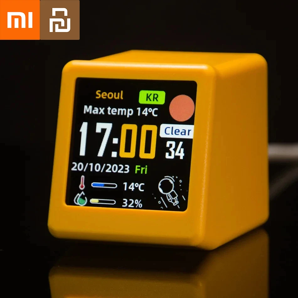 Xiaomi Small Portable Smart Wifi Weather Station Display Weather Temperature Humidity Time Alarm Clock Desktop Decoration