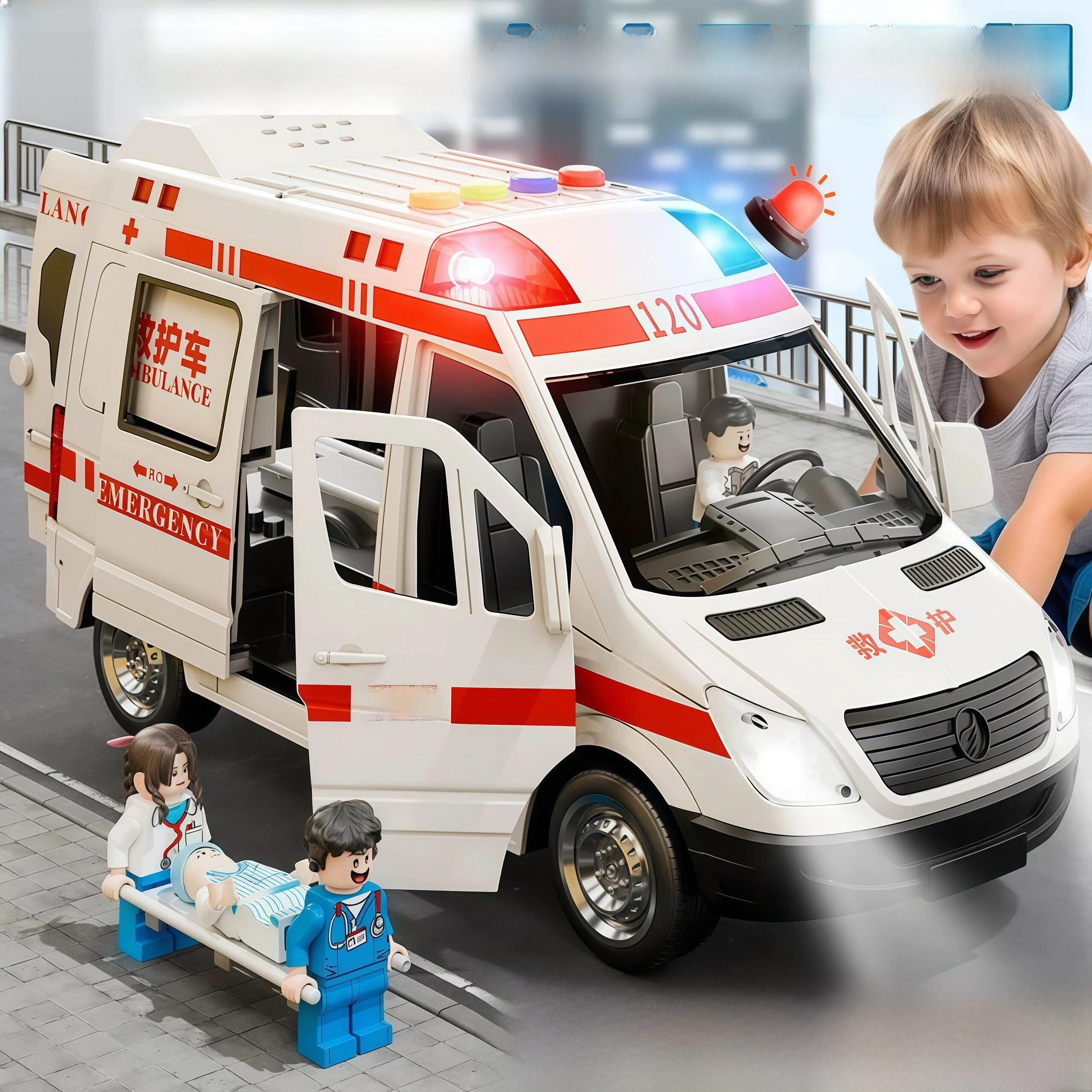 

Alloy Ambulance Toy for Children Boys And Girls Rescue Vehicle Large Size Realistic Emergency Medical Car Plaything