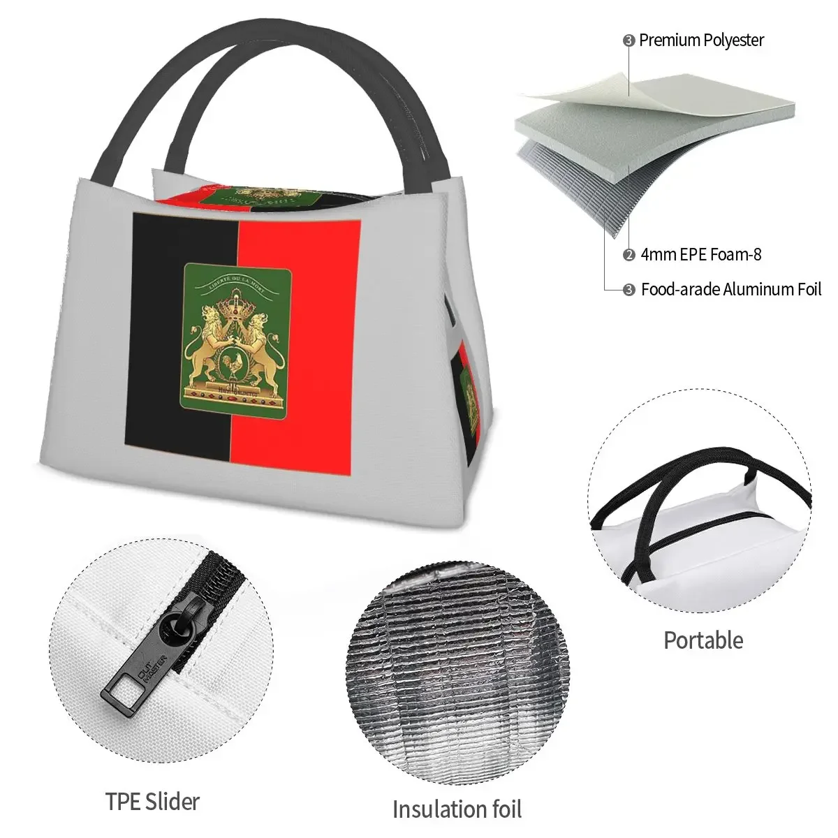 علم الاستقلال الهايتي أكياس الغداء معزول بينتو صندوق المحمولة حقيبة الغداء نزهة أكياس برودة حقيبة حرارية للمرأة فتاة العمل