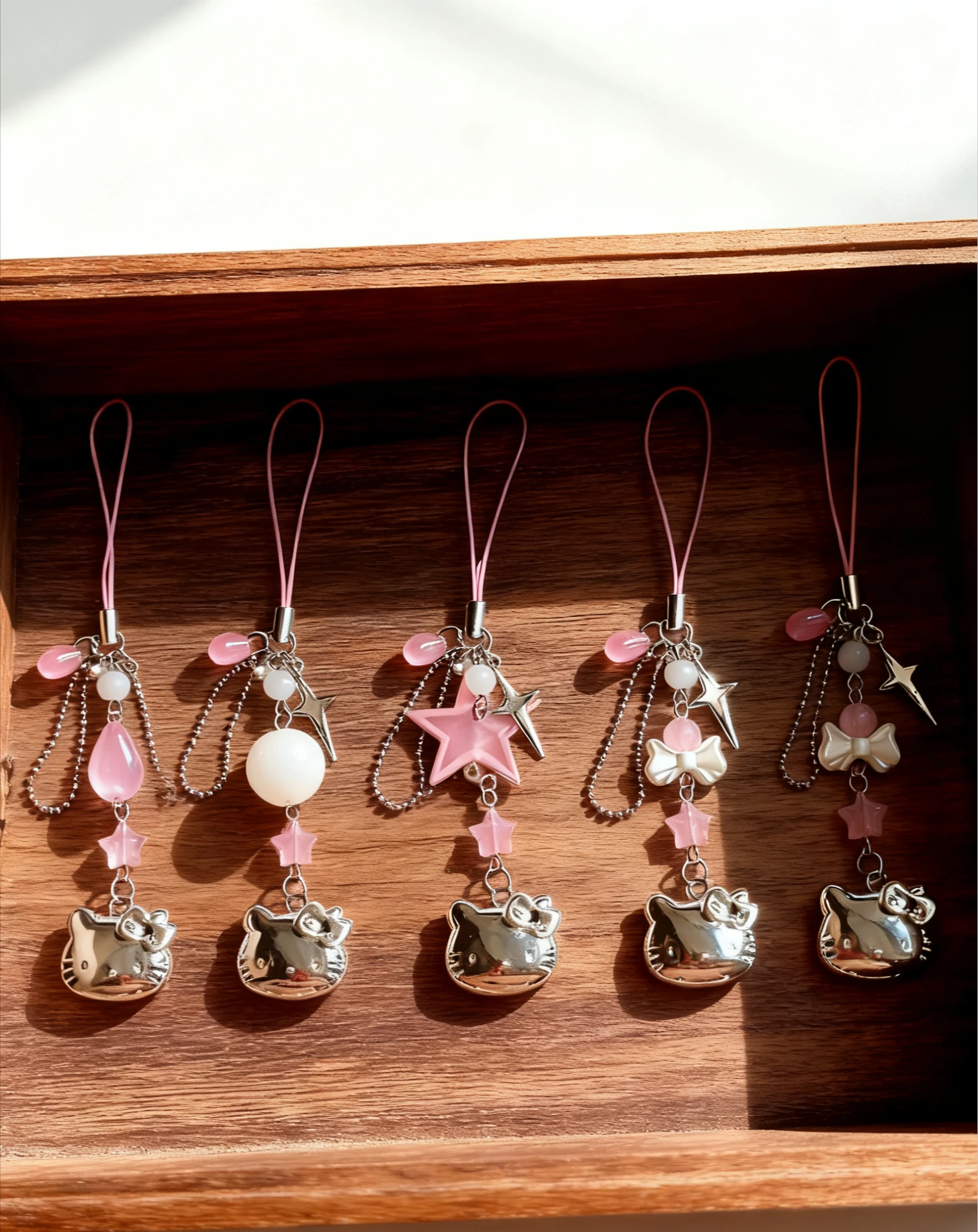 Gantungan Ponsel Gadis Kucing Lucu, Gantungan Tas, Liontin Tali, Hadiah Ulang Tahun, Gantungan Universal, Liontin Kartun Pink Sanrio