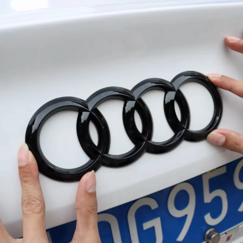 AUDI A4 2013-2024 4 Ring Logo ABS Black Directly Covered Emblem Car Hood Front Grill Rear Trunk Emblem Badge Sticker Sline Refit
