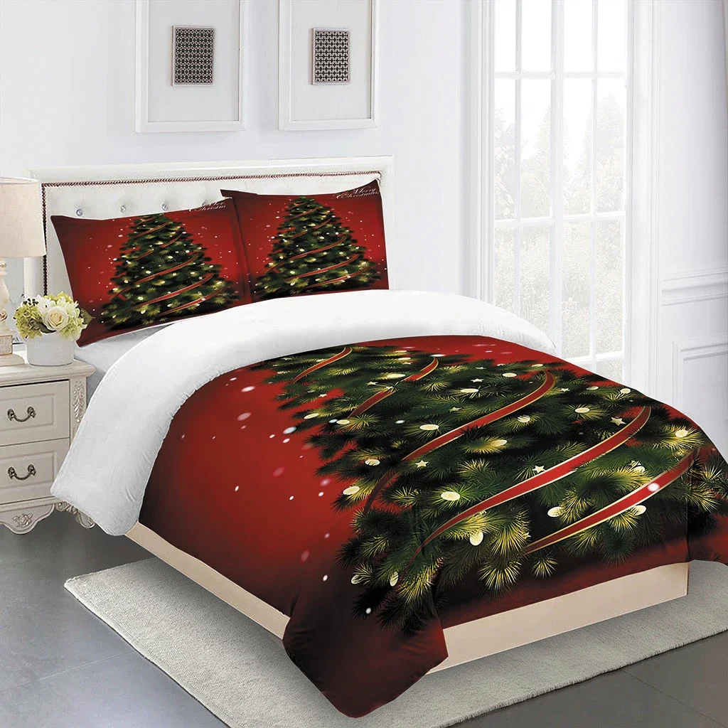 

Red Merry Chirstmas Tree Duvet Cover Comforter Bed Linen Single Twin Full Queen Size 3d Kids Girl Boys Gift Stitch Bedding Set