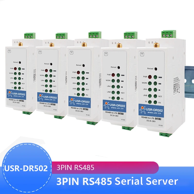 5PCS USR-DR502-E din-rail 4g lte cat 1 modem 9-36v wide range support RS485 serial port built-in 35mm noise rail seat